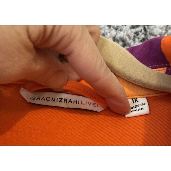 Isaac Mizrahi Live 1X Hippie Boho Floral Knit Denim Jacket 4 Pocket Colorful - Picture 5 of 6